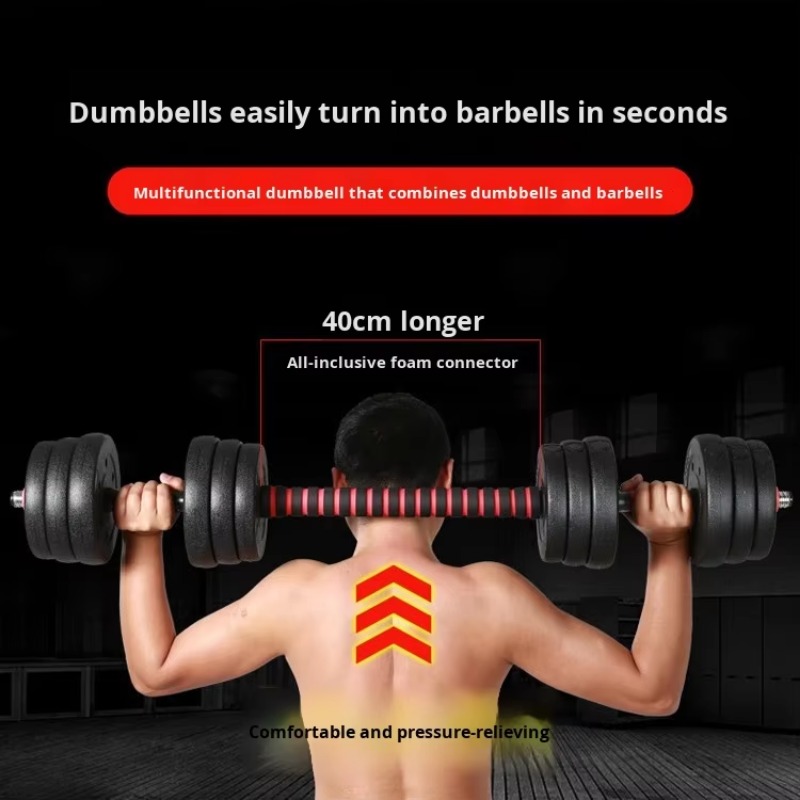 Sports Equipment Home - Herren Heimfitness Verstellbares Hantelset Stahl-Langhantel Gummibeschichtete